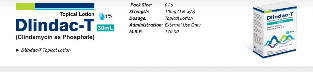 Dlindac-T Lotion (Clindamycin as Phosphate.........1%) detail image – Wimits Pharmaceuticals