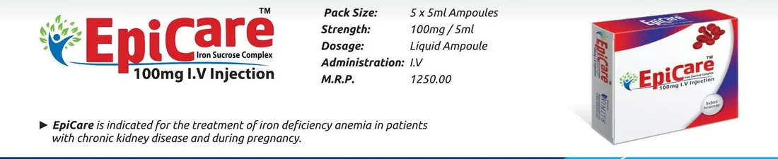 EpiCare Injection (Iron Sucrose Complex...........100 mg) detail image – Wimits Pharmaceuticals