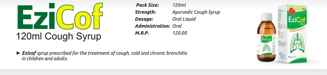 EziCof Syrup (Family Cough Syrup — Honey Flavour...120 ml) detail image – Wimits Pharmaceuticals