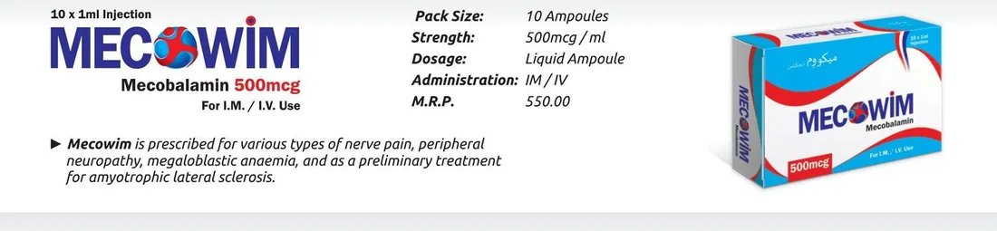 Mecowim Injection (Mecobalamin.....................500 mcg) detail image – Wimits Pharmaceuticals