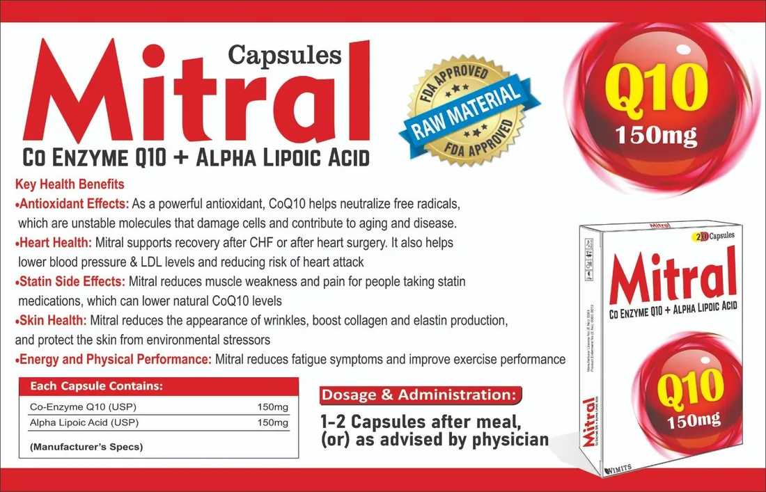 Mitral Q10 150mg Capsule (Co Enzyme Q10) box pack – WIMITS Pharmaceuticals