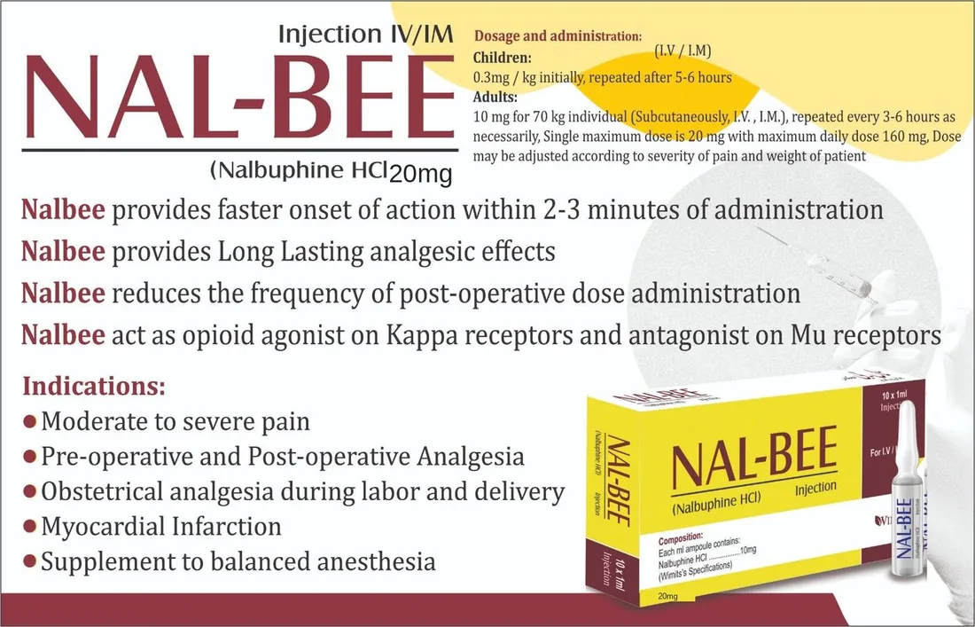 Nal-Bee 20mg Injection (Nalbuphine Hcl) strip pack – WIMITS Pharmaceuticals