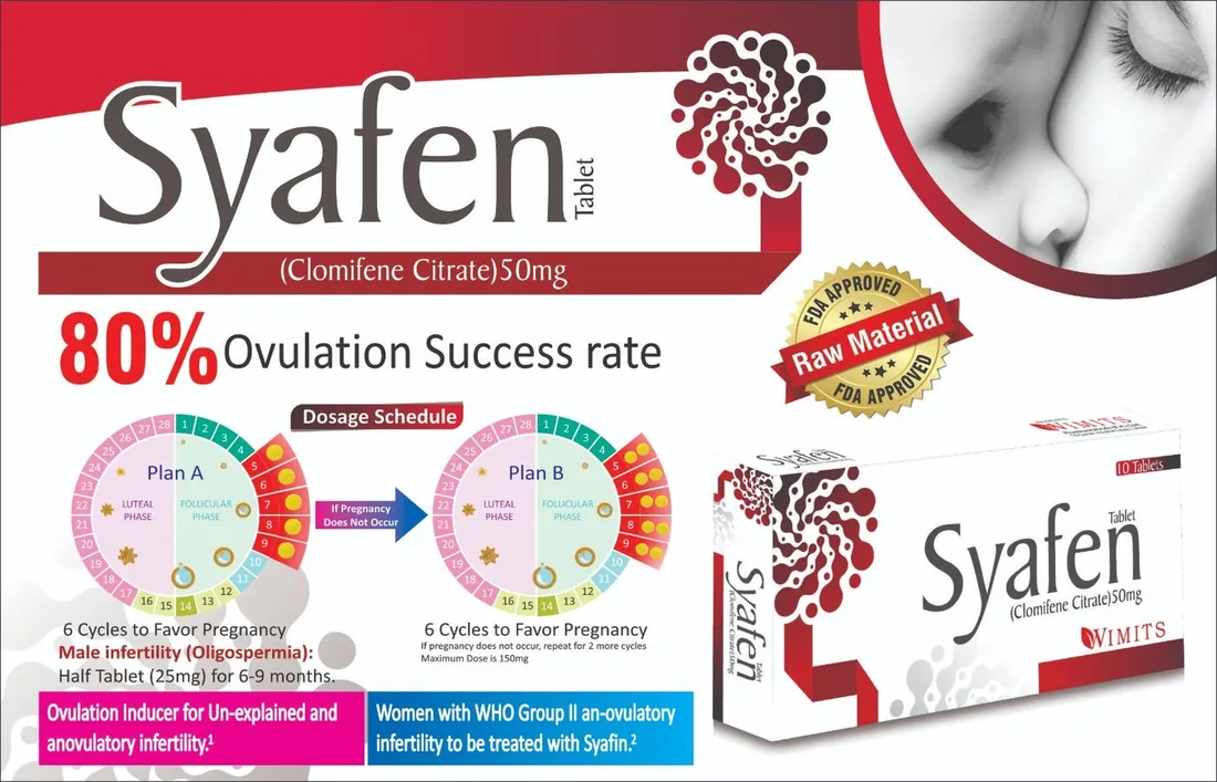 Syafen Tablet (Clomiphine Citrate) box pack – WIMITS Pharmaceuticals