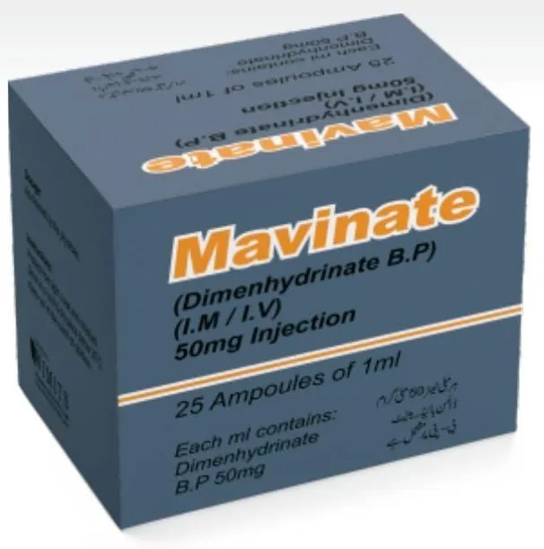Mavinate Injection (Dimenhydrinate.................50 mg) – Wimits Pharmaceuticals