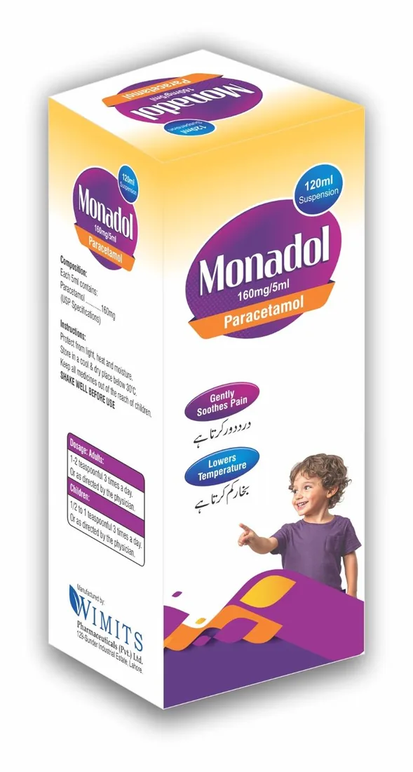 Monadol Suspension (Paracetamol) strip pack – WIMITS Pharmaceuticals