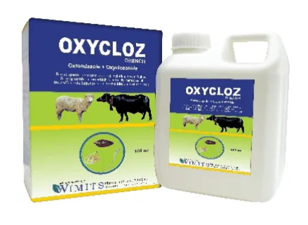 OXYCLOZ Drench-Each ml contains: Oxfendazole BP(Vet)....22.65mg   Oxyclozanide BP(Vet)....62.50mg   Wimits Specs – Wimits Pharmaceuticals